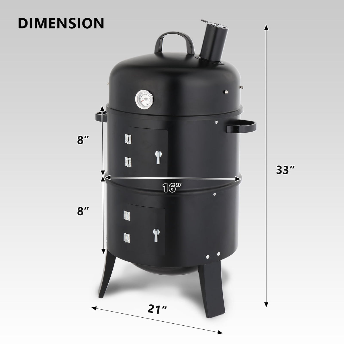 Zimtown BBQ Charcoal Grill Outdoor Barbecue Pit Smoker with 3 Levels Patio Backyard Black