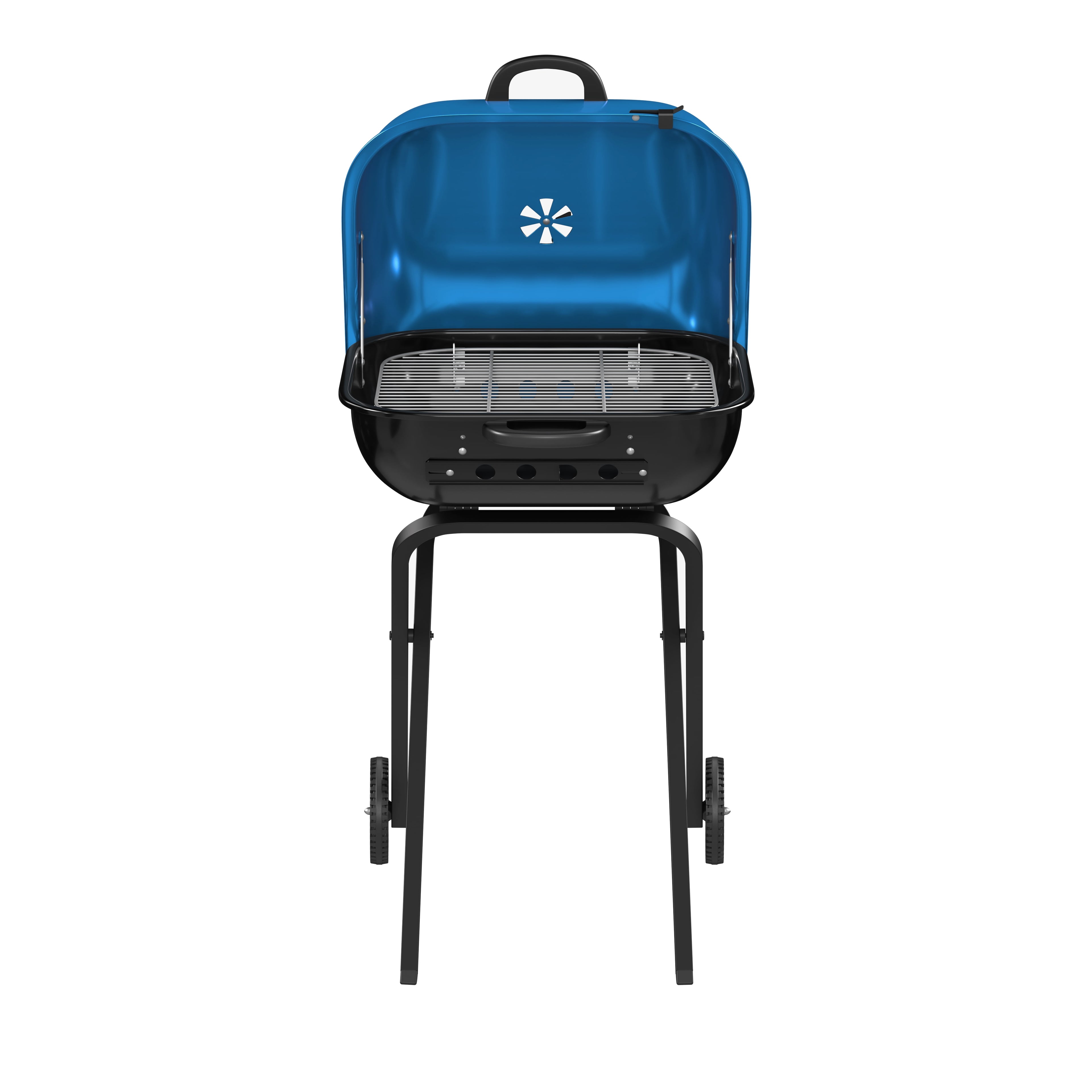 Americana Walk-A-Bout, Original Square Charcoal Grill-100% Pre-Assembled Portable Steel, Blue