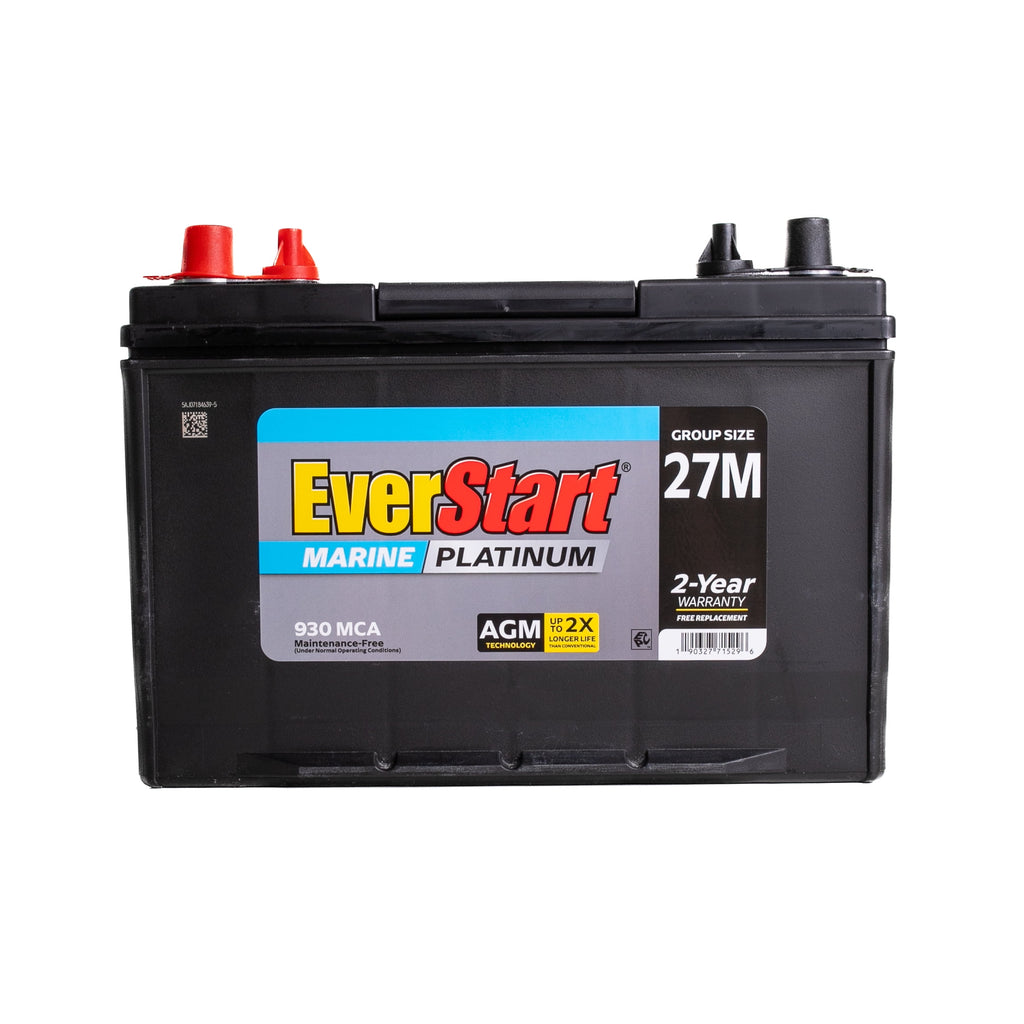 EverStart Platinum AGM Marine Deep Cycle Battery, Group 27M, 930 MCA, 175 RC, 12V, Vehicle Batteries