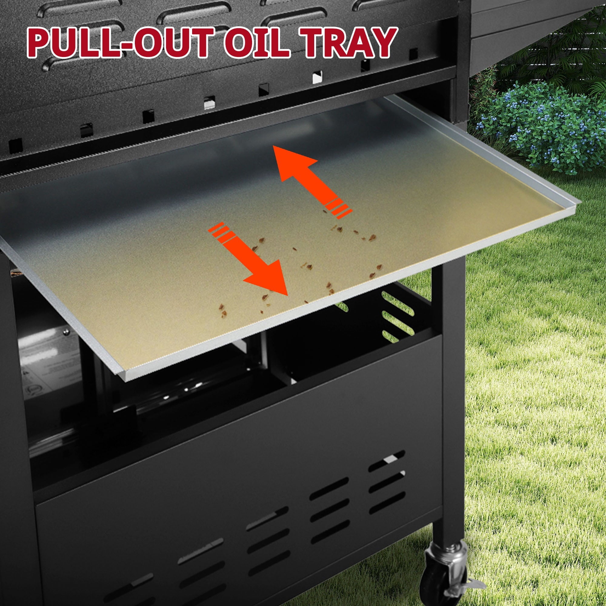 Outdoor BBQ Grill, Powerful 30,000BTU Gas Propane Grill, Stainless Steel Grill with Storage Shelves, Portable Grill for RV Party Camping Patio