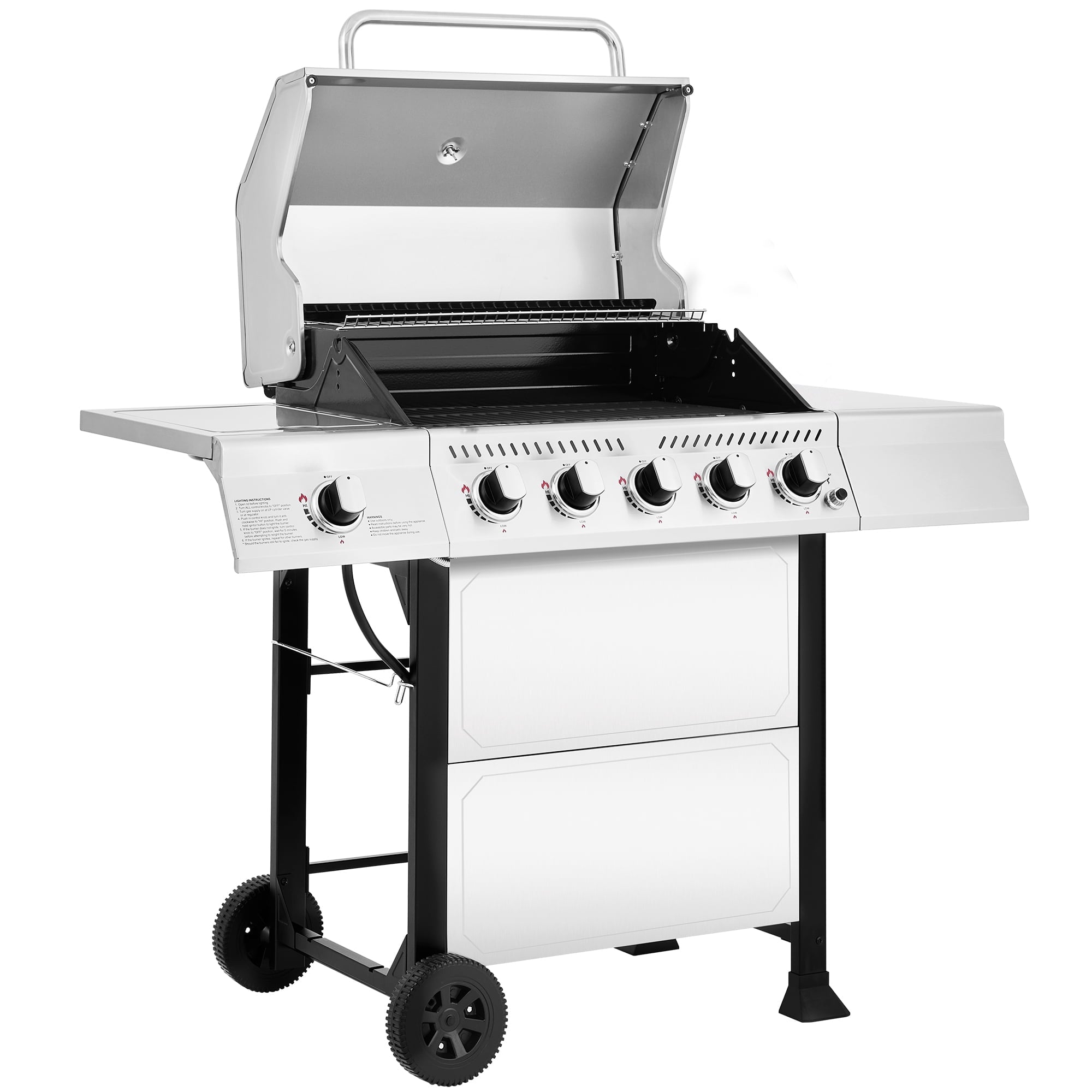 Royal Gourmet GA5401T 5-Burner BBQ Liquid Propane Gas Grill with Side Burner, Stainless Steel 60,000 BTU Barbecue Grill for Patio Garden Picnic Backyard Party, Silver