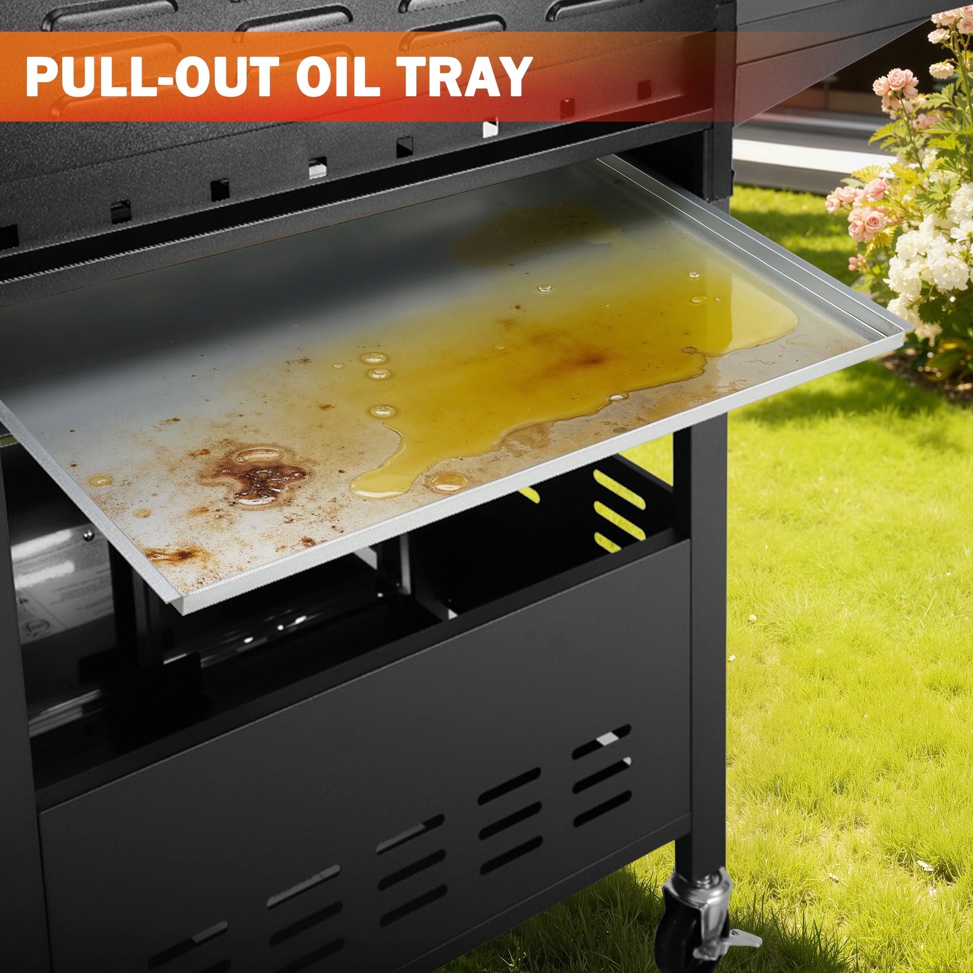 Outdoor BBQ Grill, Powerful 30,000BTU Gas Propane Grill, Stainless Steel Grill with Storage Shelves, Portable Grill for RV Party Camping Patio