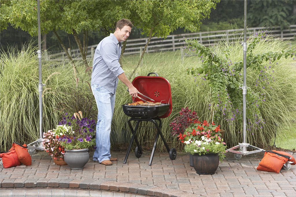 Americana Walk-A-Bout, Original Square Charcoal Grill-100% Pre-Assembled Portable Steel, Blue