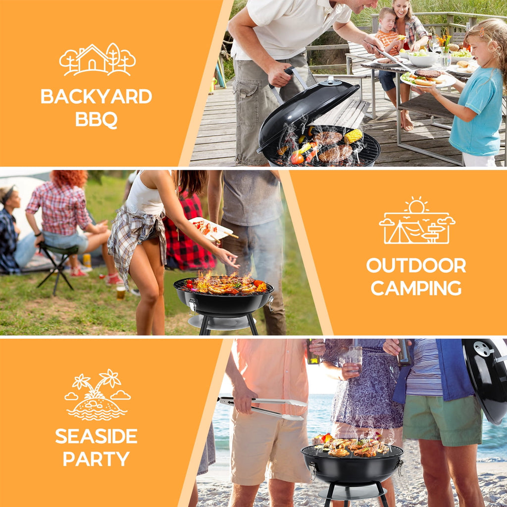 Coliware 14 inch Small Charcoal Grill, Portable Chargrills Tabletop Grill with accessories tools, Expert Barbecue Smoker for picnic camping patio backyard, Outdoor Oven