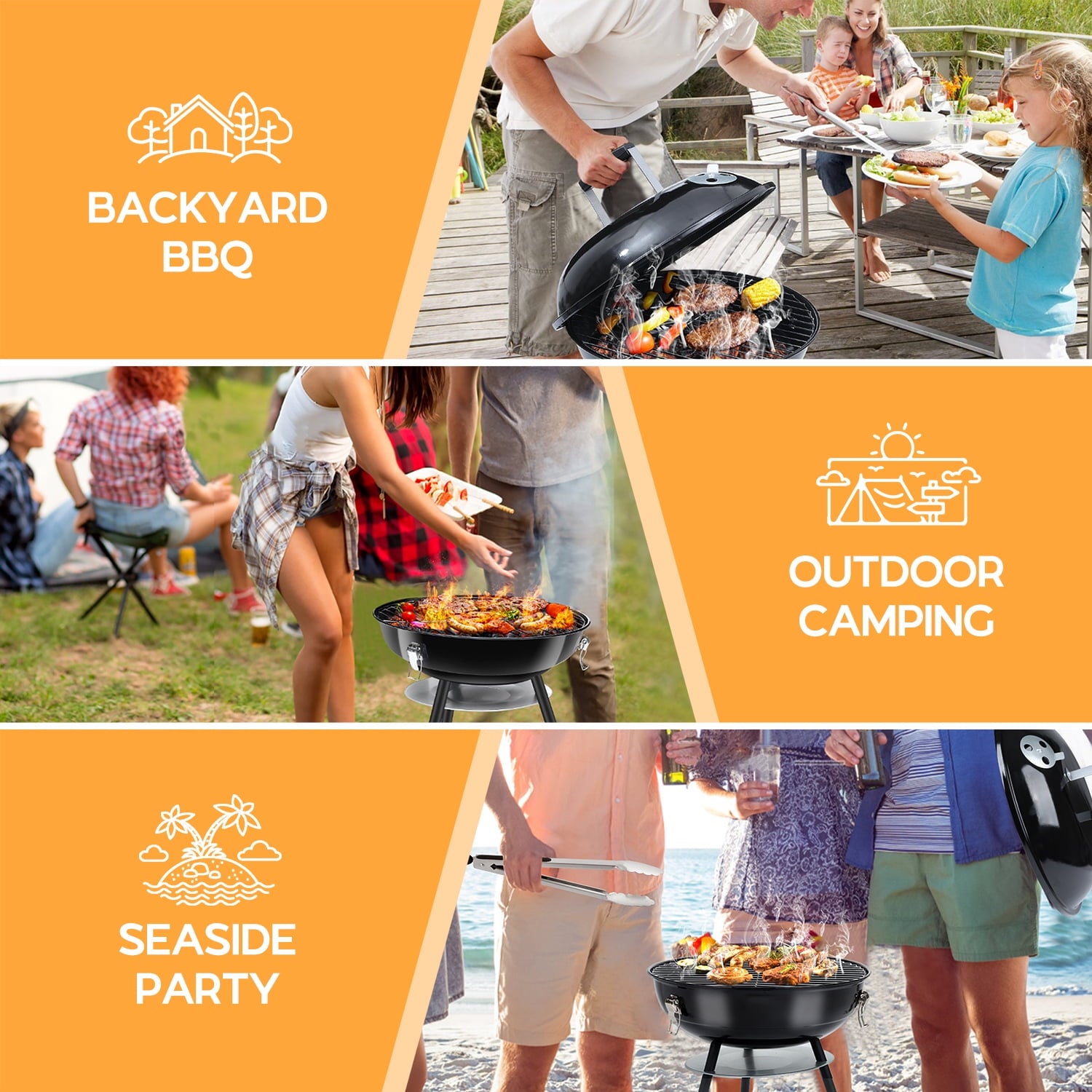 Coliware 14 inch Small Charcoal Grill, Portable Chargrills Tabletop Grill with accessories tools, Expert Barbecue Smoker for picnic camping patio backyard, Outdoor Oven