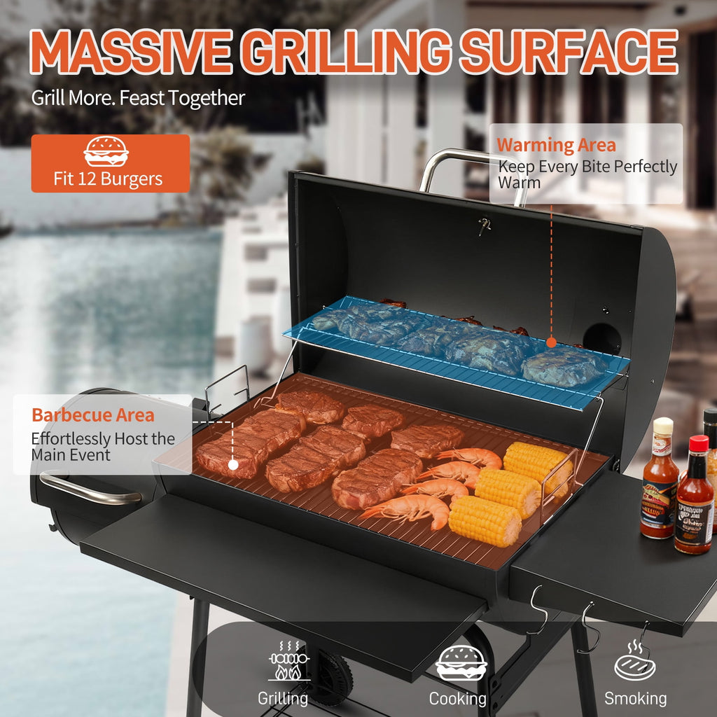 Zimtown BBQ Charcoal Grill Outdoor Barbecue Pit with Offset Smoker for Outdoor Cooking