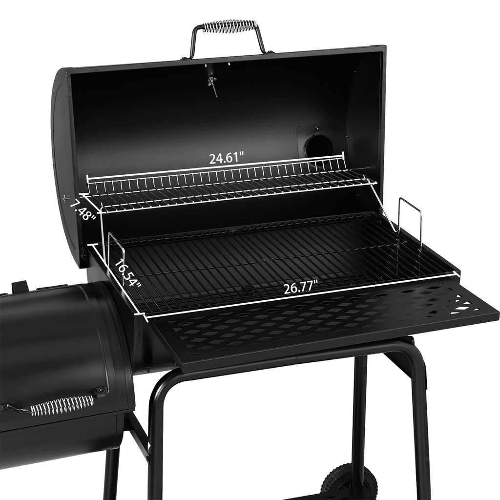 Royal Gourmet CC1830FC 28 Charcoal Grill with Offset Smoker, With Cover,855 Sq. In. Cooking Area, Front Shelf,Charcoal Grill for Outdoor Grilling and Backyard Cooking, Black