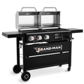 Brand Man Propane Gas & Charcoal Grill Combo with Griddle Dual Fuel BBQ Grill for Outdoor Barbecue, Black