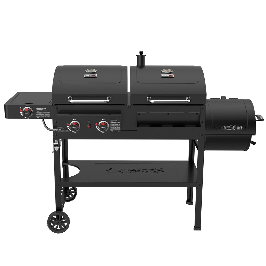 Royal Gourmet ZH3005Y 2-Burner Gas and Charcoal Combo Grill with Offset Smoker & Side Burner