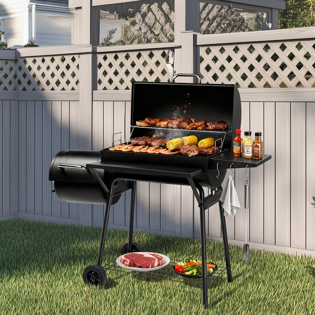 Zimtown BBQ Charcoal Grill Outdoor Barbecue Pit with Offset Smoker for Outdoor Cooking
