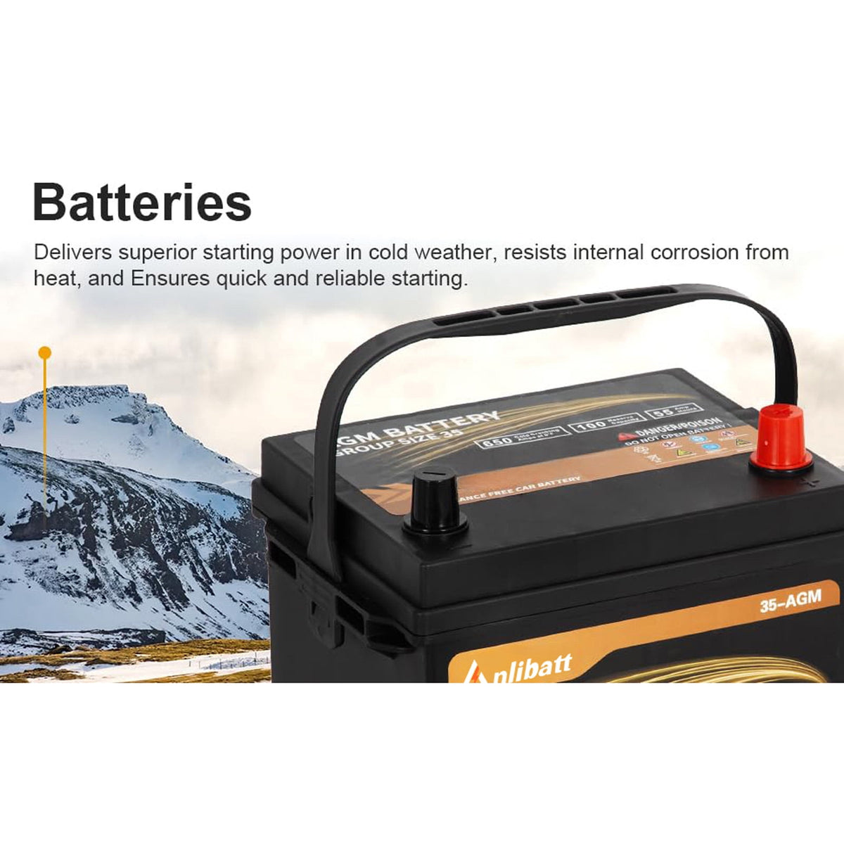 Anlibatt Car AGM Battery Group Size 48 H6 Start Stop Battery 12V 70Ah 760CCA Maintenance Free Rechargeable