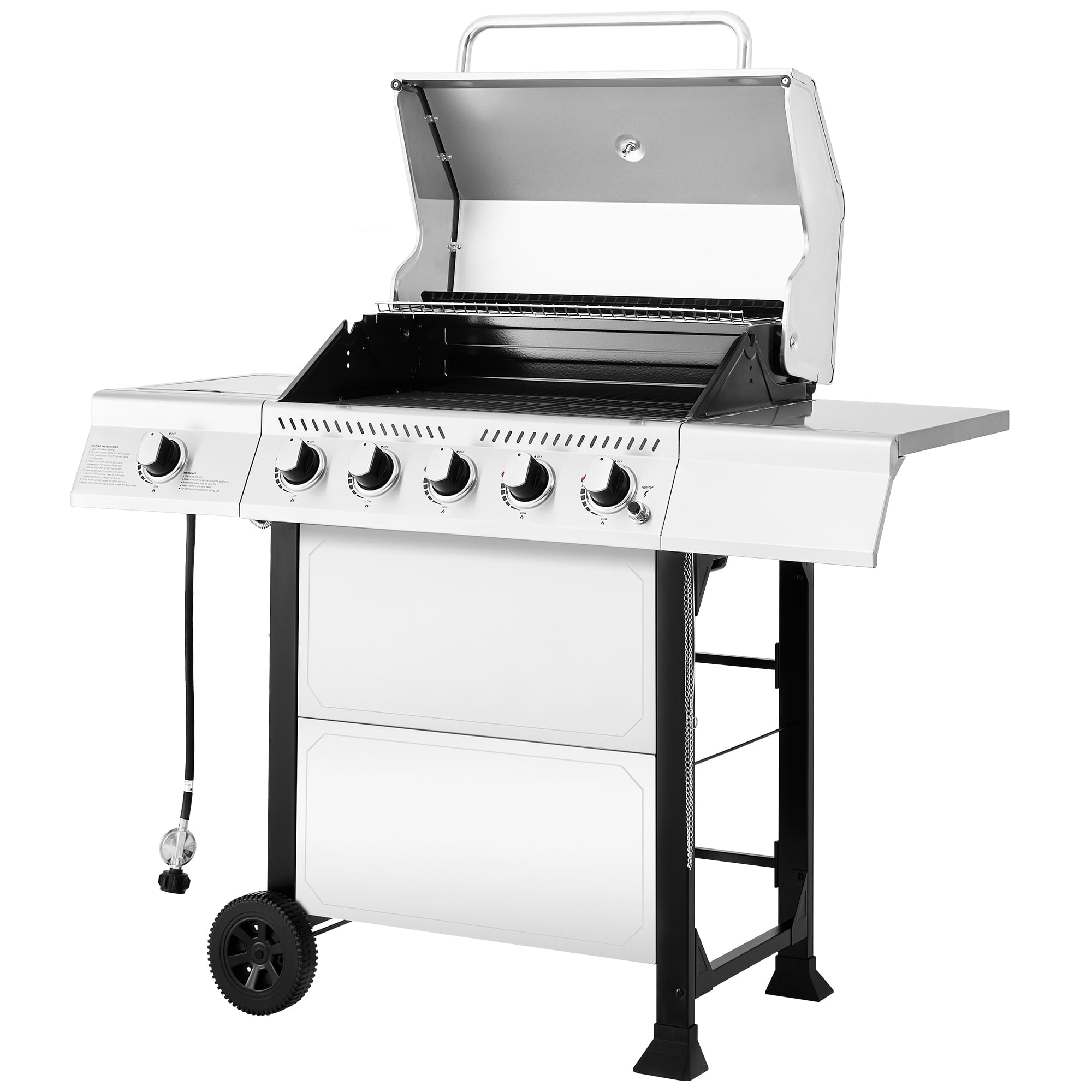 Royal Gourmet GA5401T 5-Burner BBQ Liquid Propane Gas Grill with Side Burner, Stainless Steel 60,000 BTU Barbecue Grill for Patio Garden Picnic Backyard Party, Silver