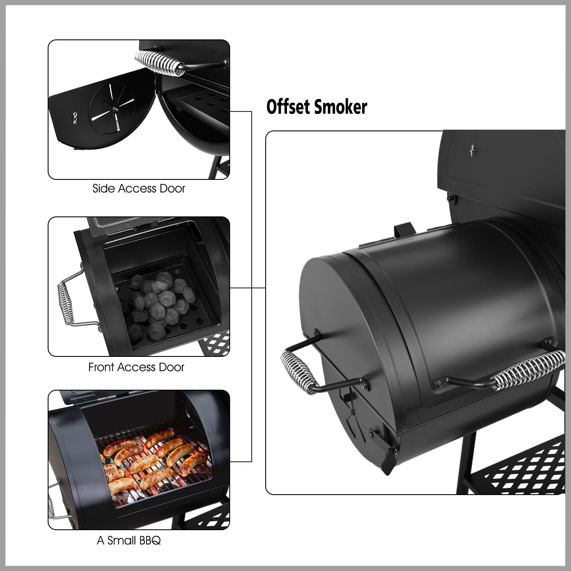 Royal Gourmet CC1830FC 28 Charcoal Grill with Offset Smoker, With Cover,855 Sq. In. Cooking Area, Front Shelf,Charcoal Grill for Outdoor Grilling and Backyard Cooking, Black