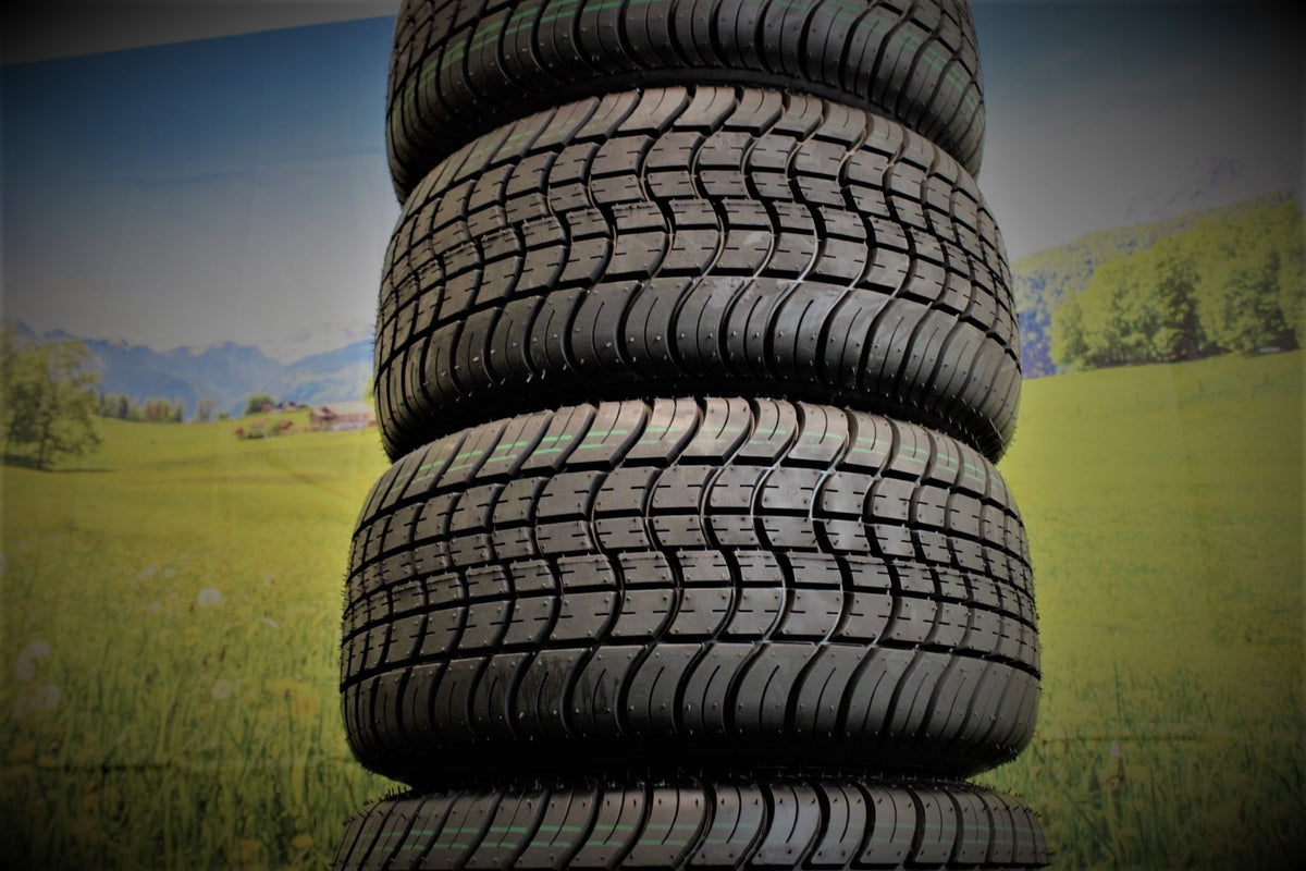 (New) Antego 205/50-10 with 10x7 Fusion Glossy Black Wheels for Golf Cart (Set of 4)