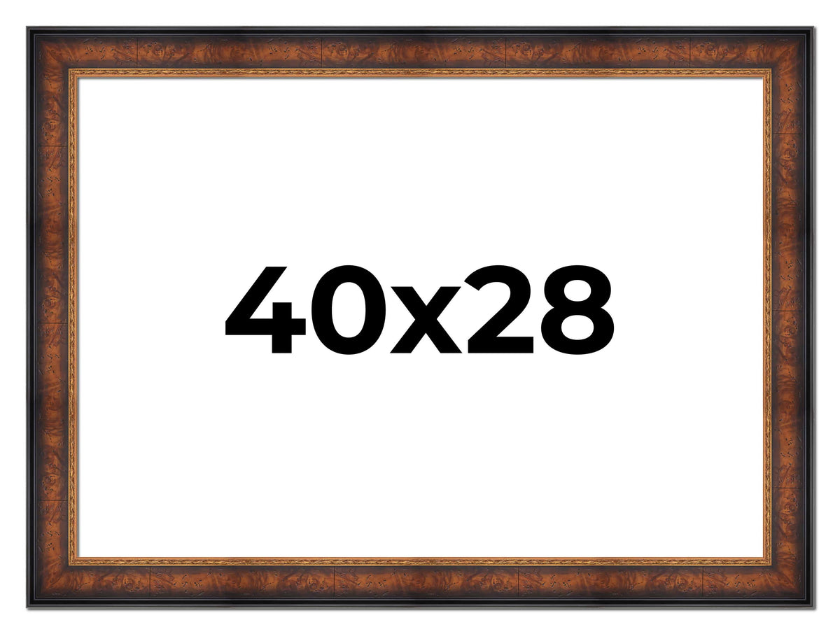 40x28 Bronze Brown Real Wood Picture Frame Width 1.25 inches | Interior Frame Depth 0.75 inches |