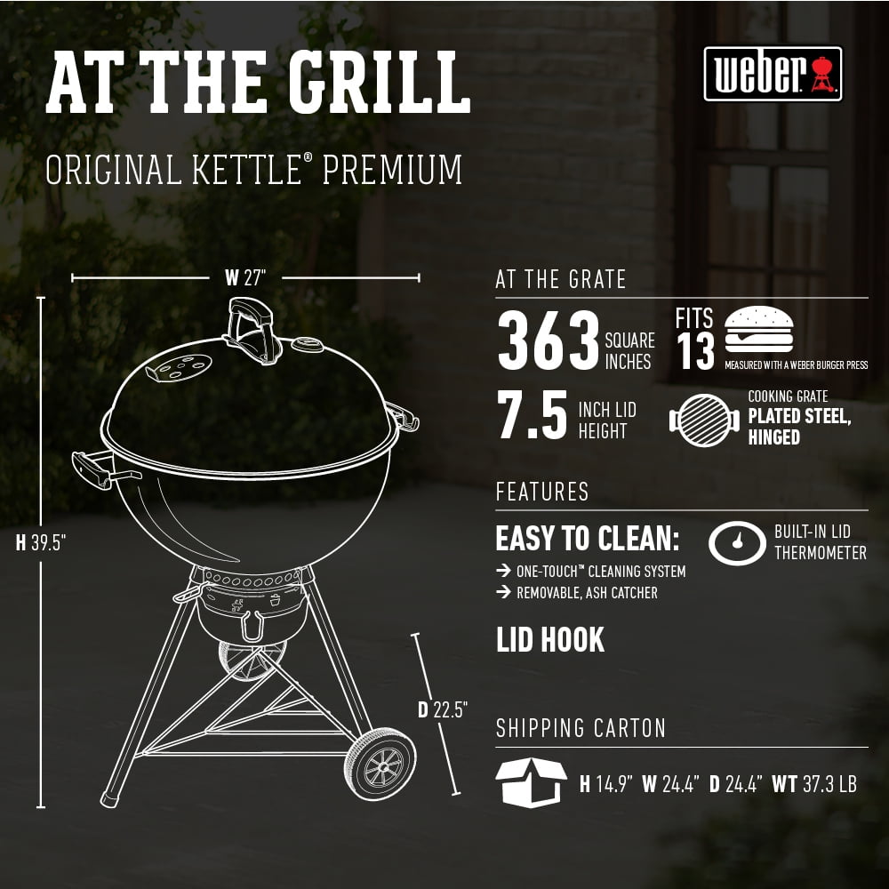 Weber Original Charcoal Grill, 22 Inch Premium Kettle Charcoal Grill, Copper