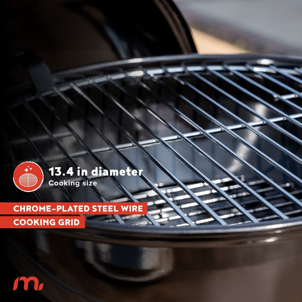 Megamaster – 22 Deluxe Charcoal Barbecue Grill with Adjustable Air Vent, Built-In Temperature Gauge, 368 SQ. In Cooking Area, Storage Rack, Portable Grill for Camping, Picnics, and More - 810-23003