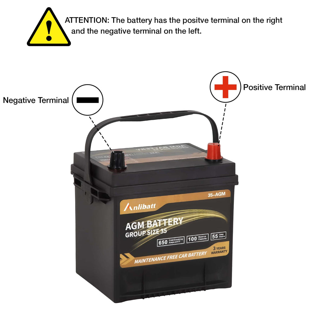 Anlibatt Car AGM Battery Group Size 48 H6 Start Stop Battery 12V 70Ah 760CCA Maintenance Free Rechargeable