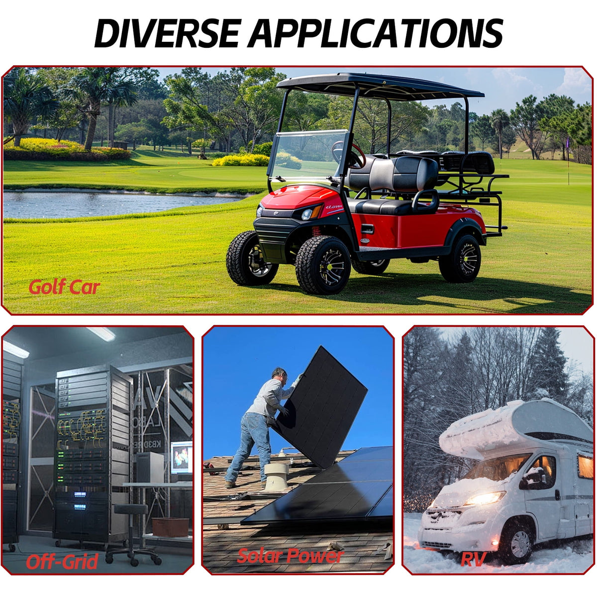 48V 100Ah LiFePO4 Lithium Battery,200A BMS,10000+ Deep Cycle Lithium Iron Phosphate Battery Great for Golf Cart, RV, Marine and Off Grid Applications
