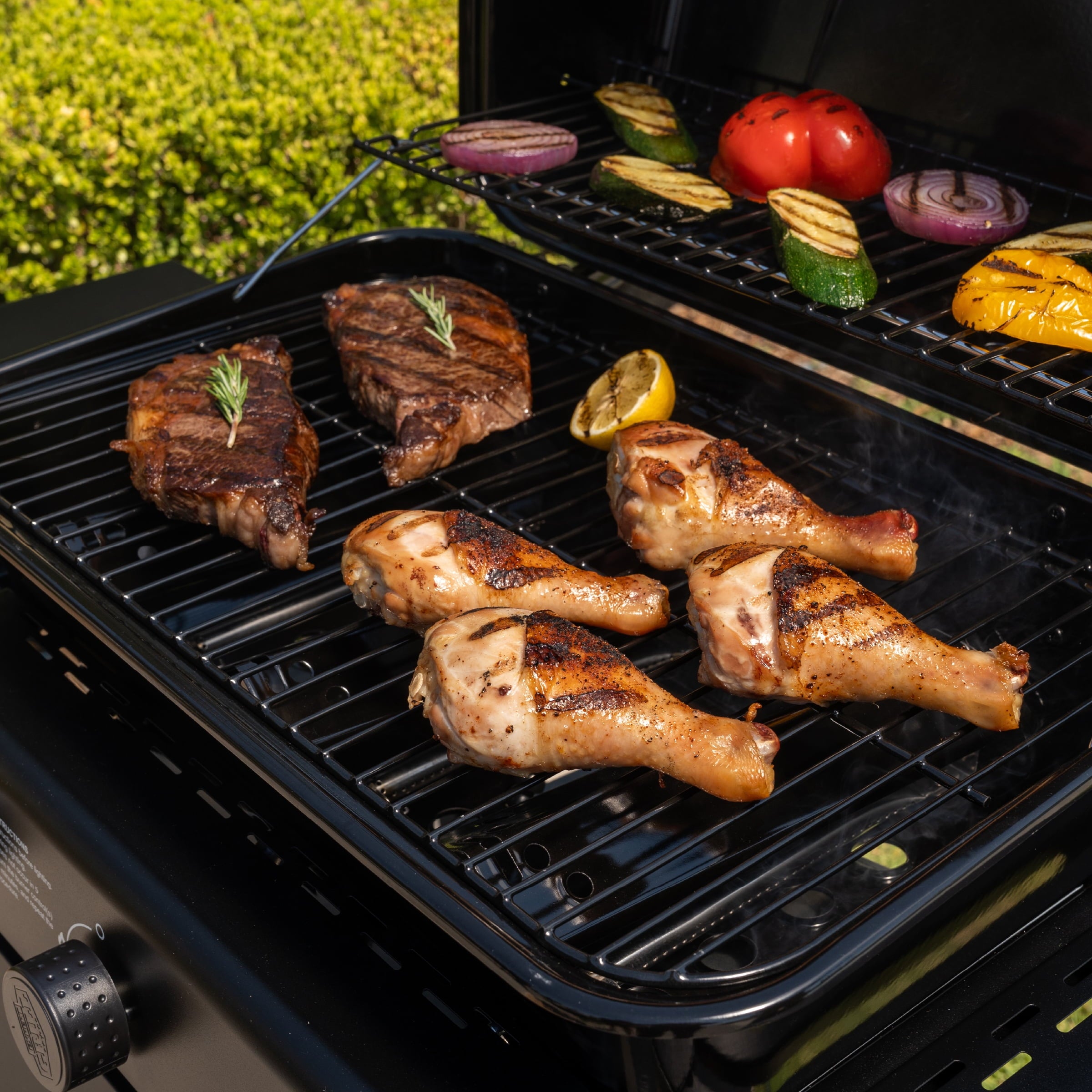 Expert Grill 3-Burner Propane Gas Grill with Wheels and Side Shelves, Black