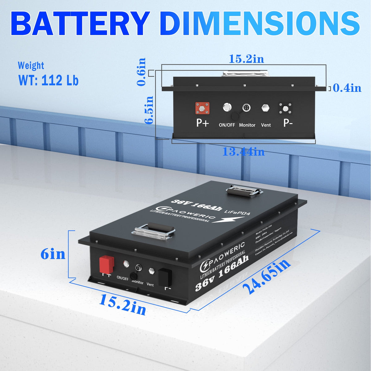 36V 100Ah LiFePO4 Lithium Battery for Golf Carts with Charger, Smart 200A BMS, LCD Display, and App Control, Up to 7680W Output, Ideal for Golf Carts and Trolling Motors