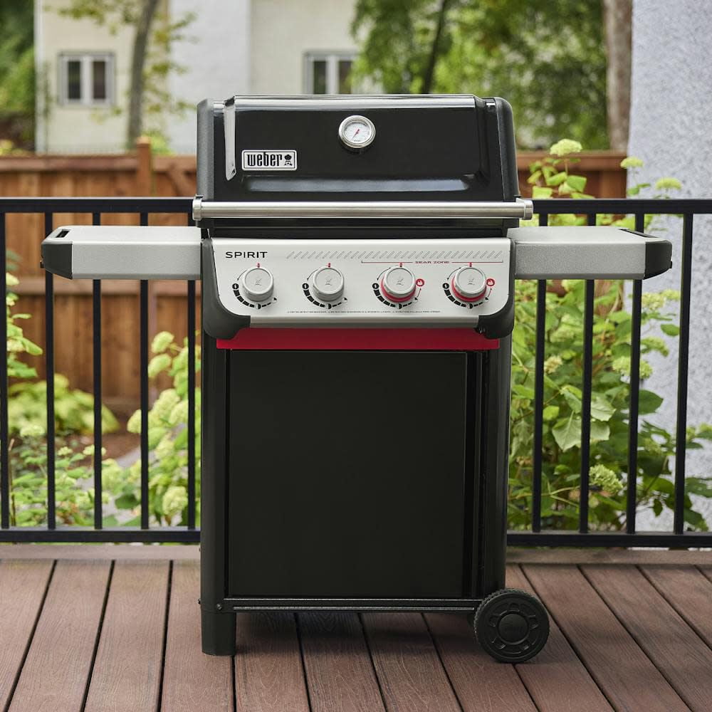 Weber Spirit Gas Grill, E-425 4 Burner Propane Gas Grill with Wheels, Black