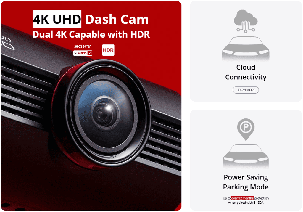 Blackvue Elite 10-1CH Dash Cam - 4K UHD Front Camera with STARVIS 2 (64GB)