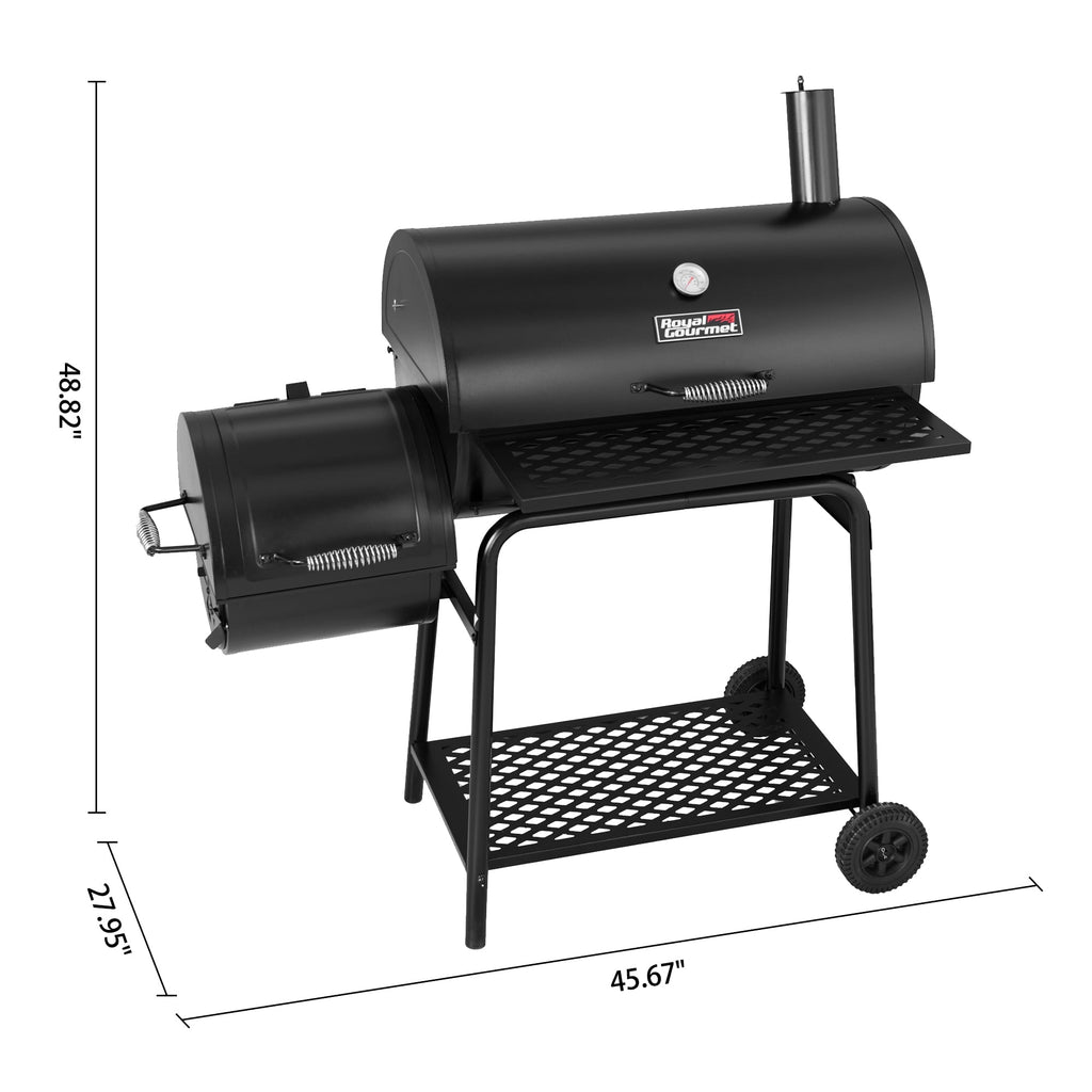 Royal Gourmet CC1830FC 28 Charcoal Grill with Offset Smoker, With Cover,855 Sq. In. Cooking Area, Front Shelf,Charcoal Grill for Outdoor Grilling and Backyard Cooking, Black