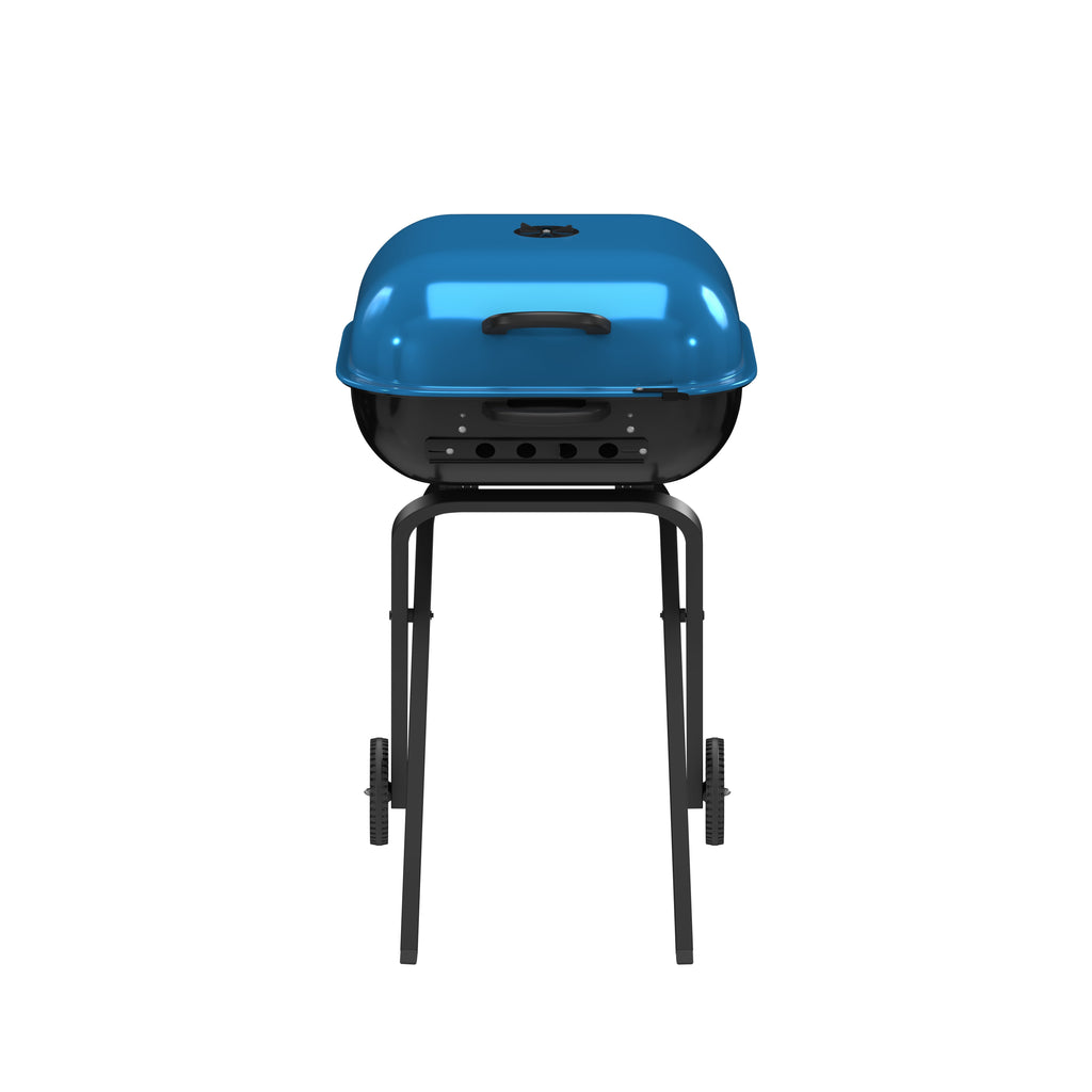 Americana Walk-A-Bout, Original Square Charcoal Grill-100% Pre-Assembled Portable Steel, Blue