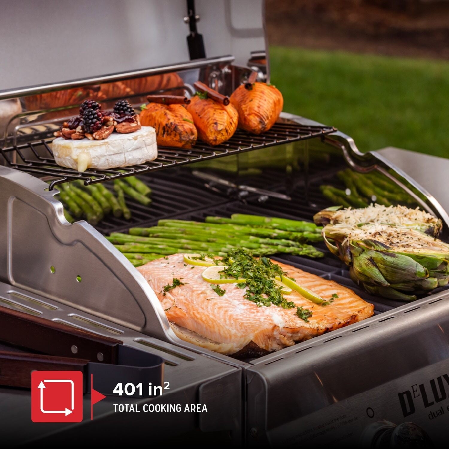 Nexgrill Deluxe 2-Burner Gas Grill with 401 SQ In Grate, 28000 BTUs, Stainless Steel Control Panel & Foldable Side Table, Propane BBQ Grill for Outdoor Cooking, Patios, Backyards and More -720-0864RA
