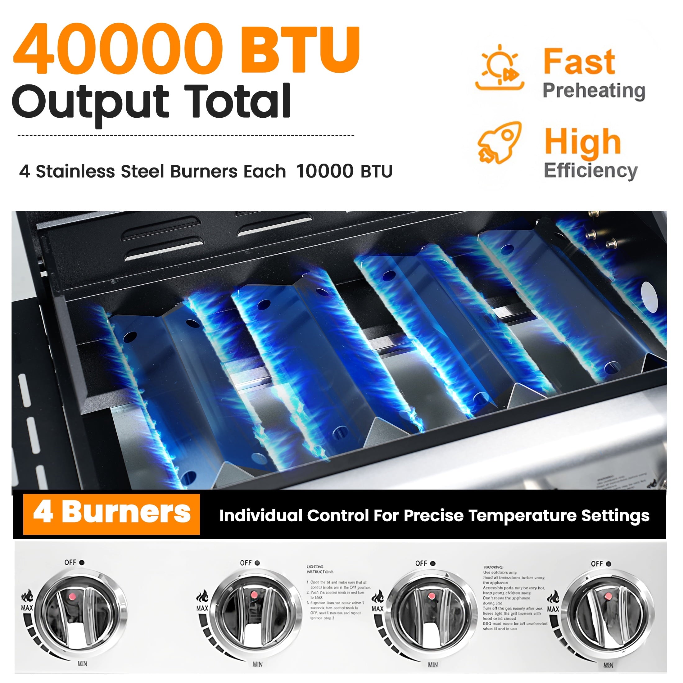 Segmart 3 Burner BBQ Propane Gas Grill, Stainless Steel 27,000 BTU Patio Garden Barbecue Grill with Side Tables, Hanging Basket & Thermometer, Perfect for Camping, Outdoor Cooking