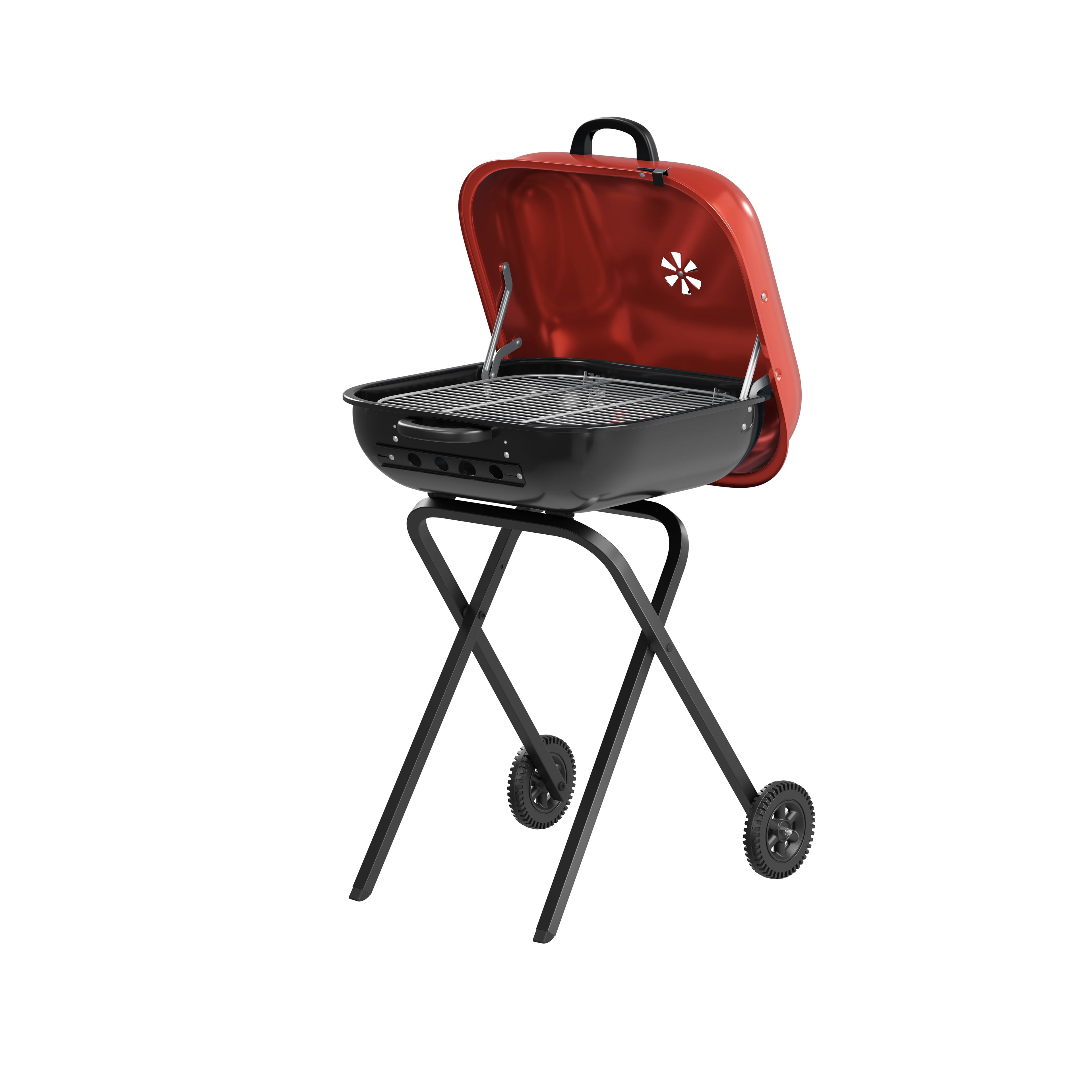 Americana Walk-A-Bout, Original Square Charcoal Grill-100% Pre-Assembled Portable Steel, Blue
