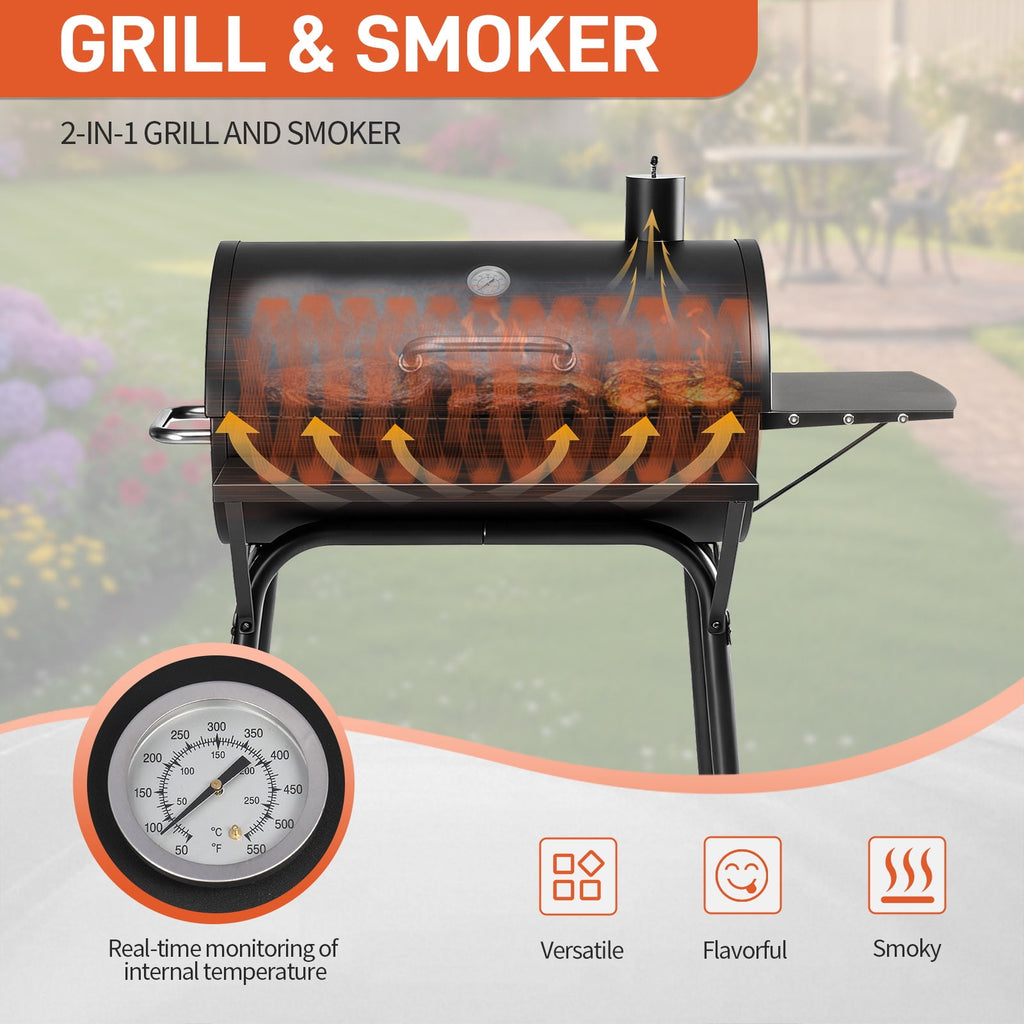 Zimtown BBQ Charcoal Grill Outdoor Barbecue Pit with Offset Smoker for Outdoor Cooking