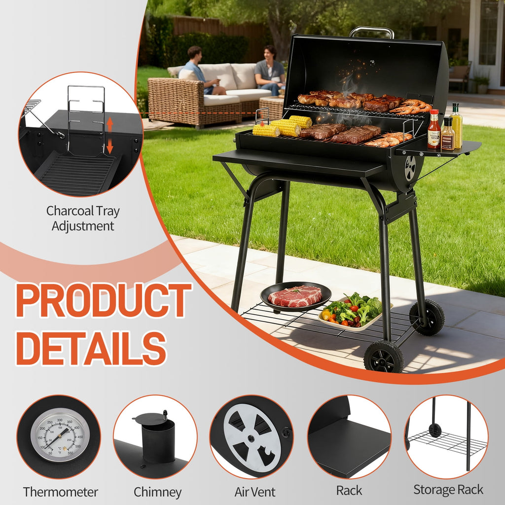 Zimtown BBQ Charcoal Grill Outdoor Barbecue Pit with Offset Smoker for Outdoor Cooking