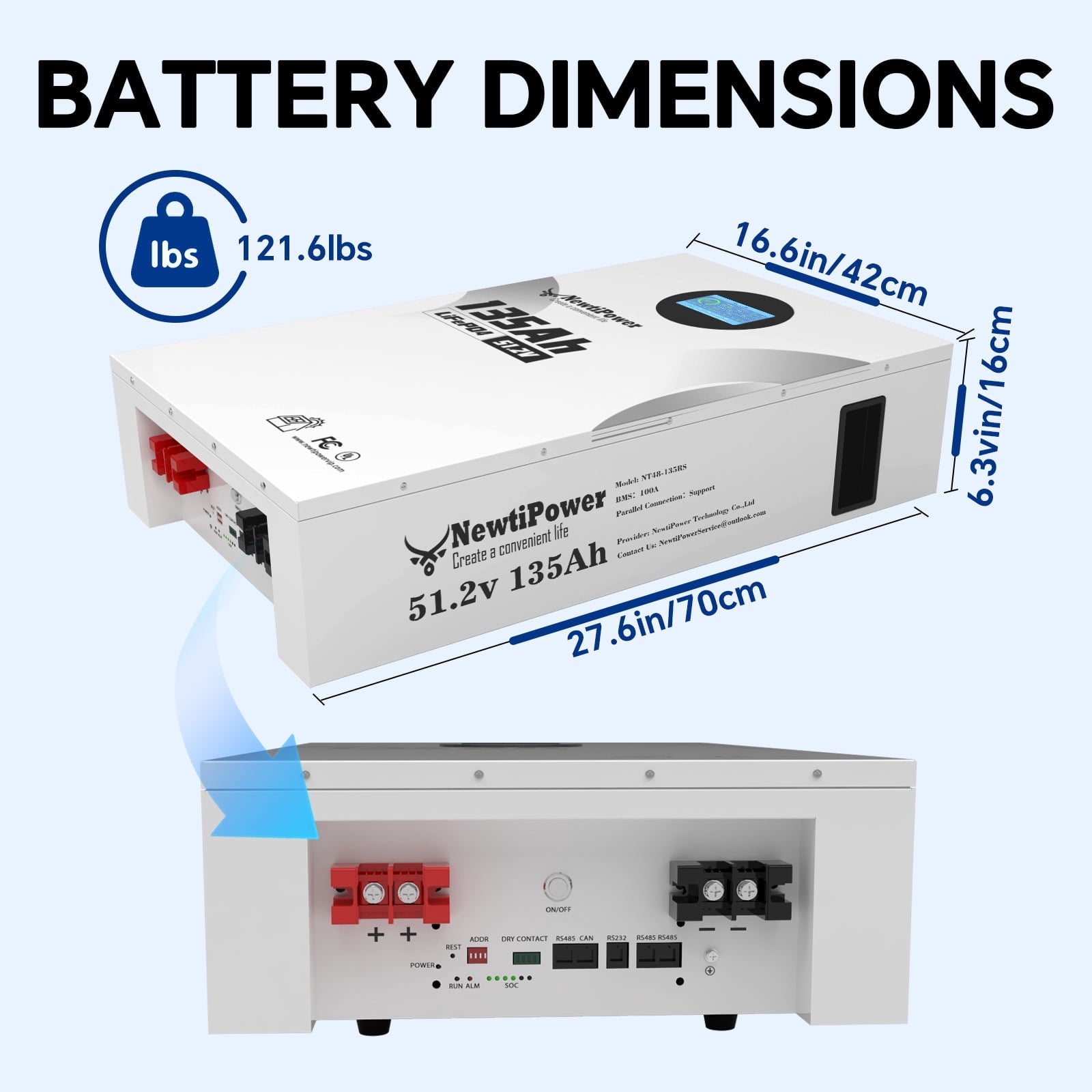 48V 135Ah 5.12KW Server Rack Lithium LiFePO4 Battery with Monitor&200A BMS Grade A Cells, Supports CAN/RS232/RS485,10000+ Cycles,Perfect for RV,Home Storage,Solar Power System