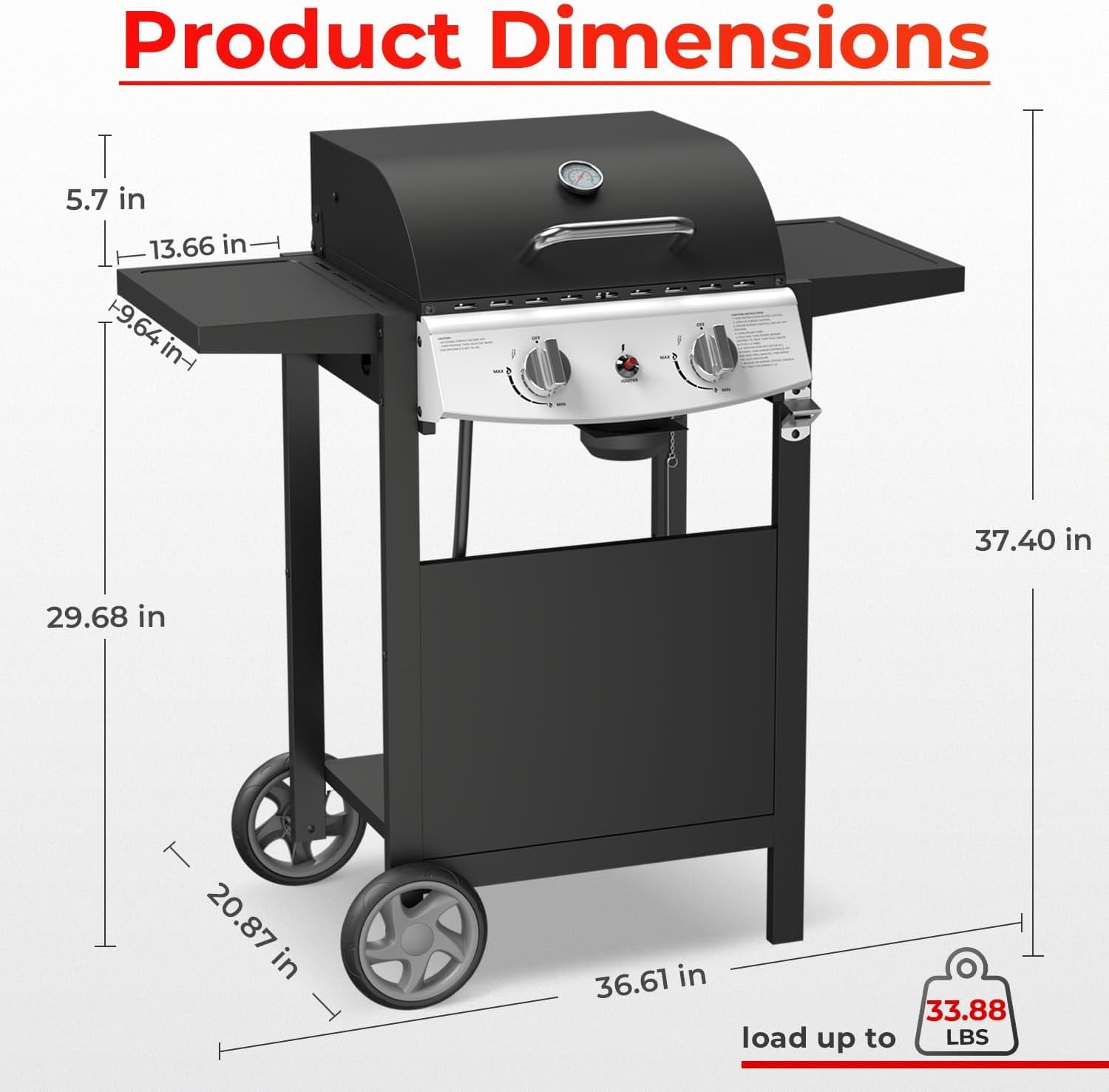 3-Burner Propane Gas Grill with Side Burner,34,000 BTU Stainless Steel BBQ Grill with Side Shelves and Wheels,Outdoor Grill for for Patio,Backyard,Garden,Camping Cooking