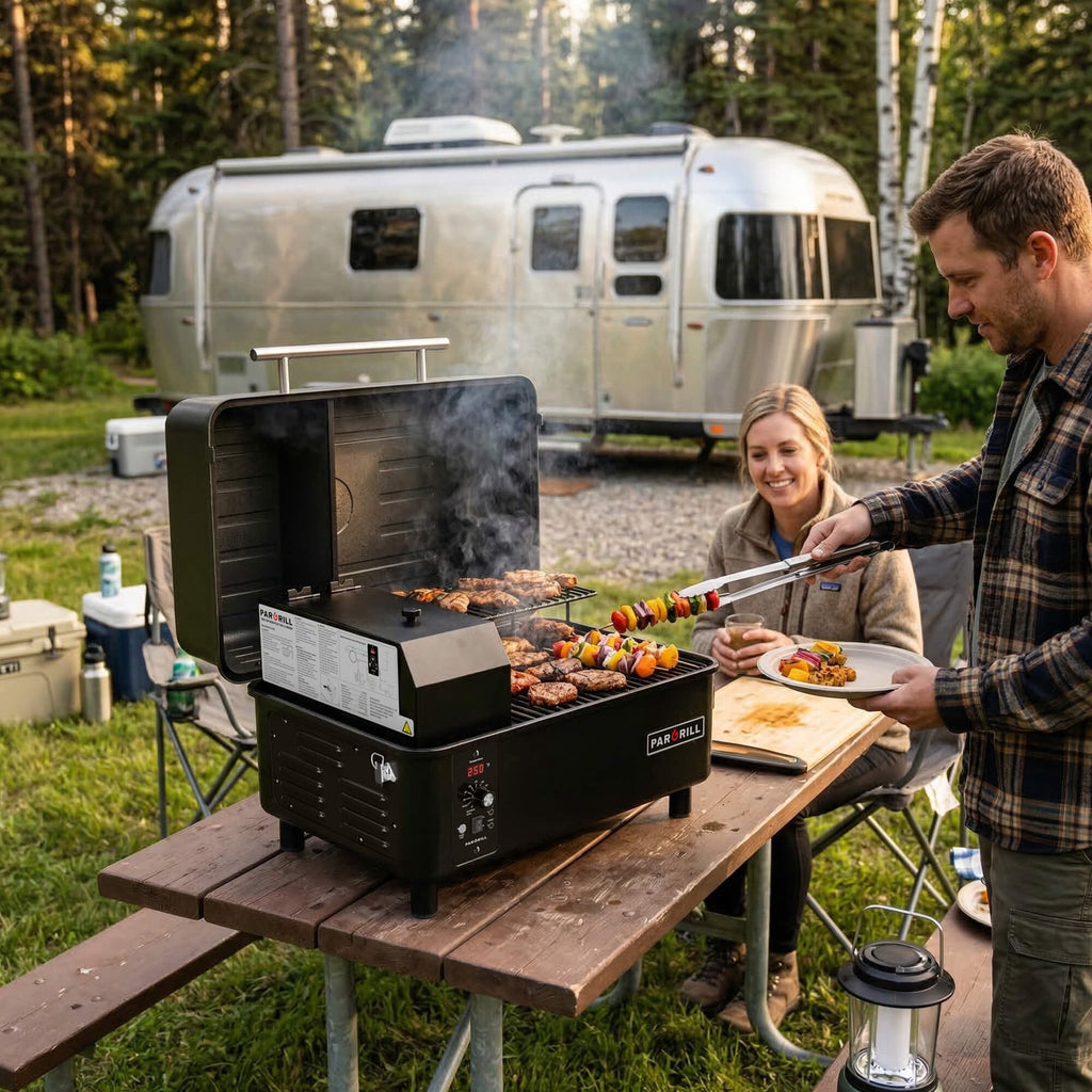 PARGRILL 271 sq.in Wood Pellet Grill & Smoker, Tabletop Portable BBQ Grill with Digital Control, for Camping, Tailgating, Patio & Backyard