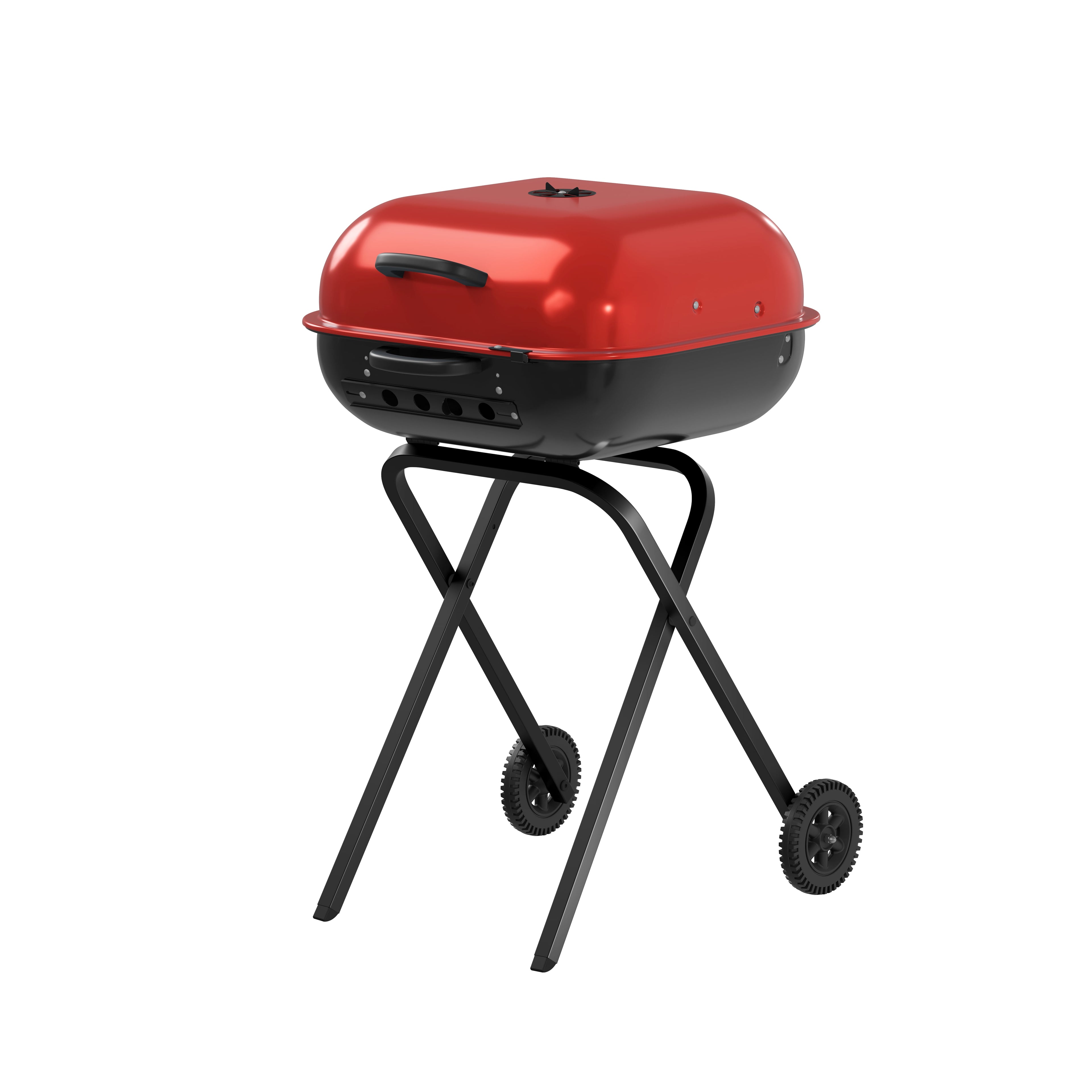 Americana Walk-A-Bout, Original Square Charcoal Grill-100% Pre-Assembled Portable Steel, Blue
