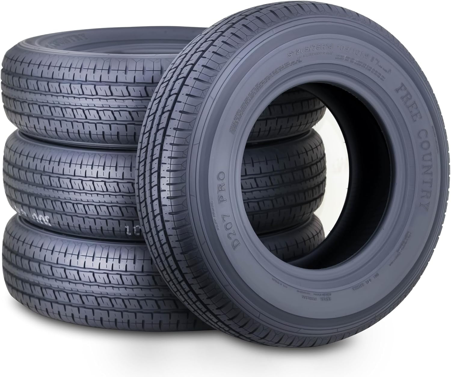 Free Country ST 205/75R15 8 Ply /Load Range D w/Scuff Guard Trailer Tires, Set of 4
