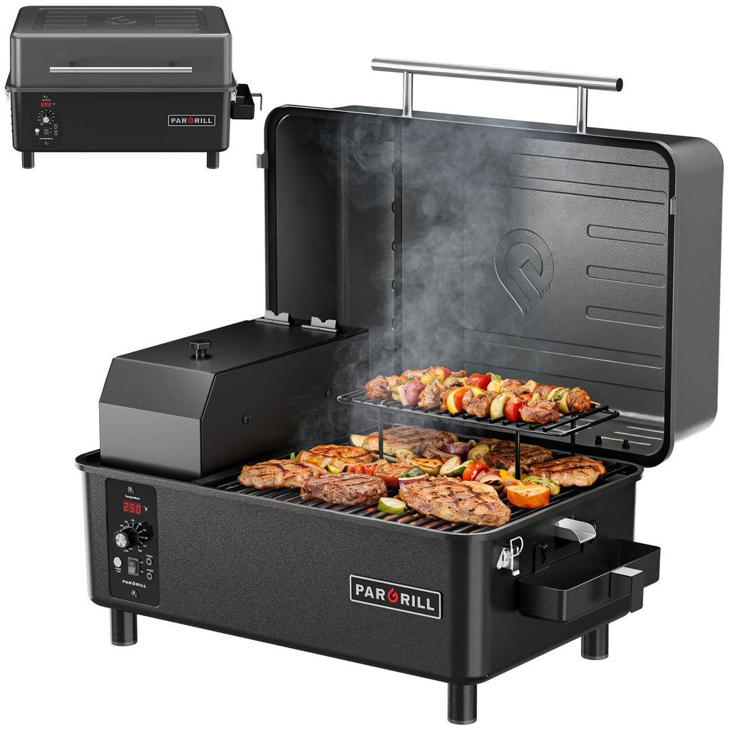 PARGRILL 271 sq.in Wood Pellet Grill & Smoker, Tabletop Portable BBQ Grill with Digital Control, for Camping, Tailgating, Patio & Backyard