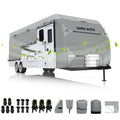 RV Cover for 35-38FT Travel Trailer, 7-Layers Top Camper Cover with Tongue Jack Cover/Windproof Straps/Gutter Covers and Other Accessories Kit