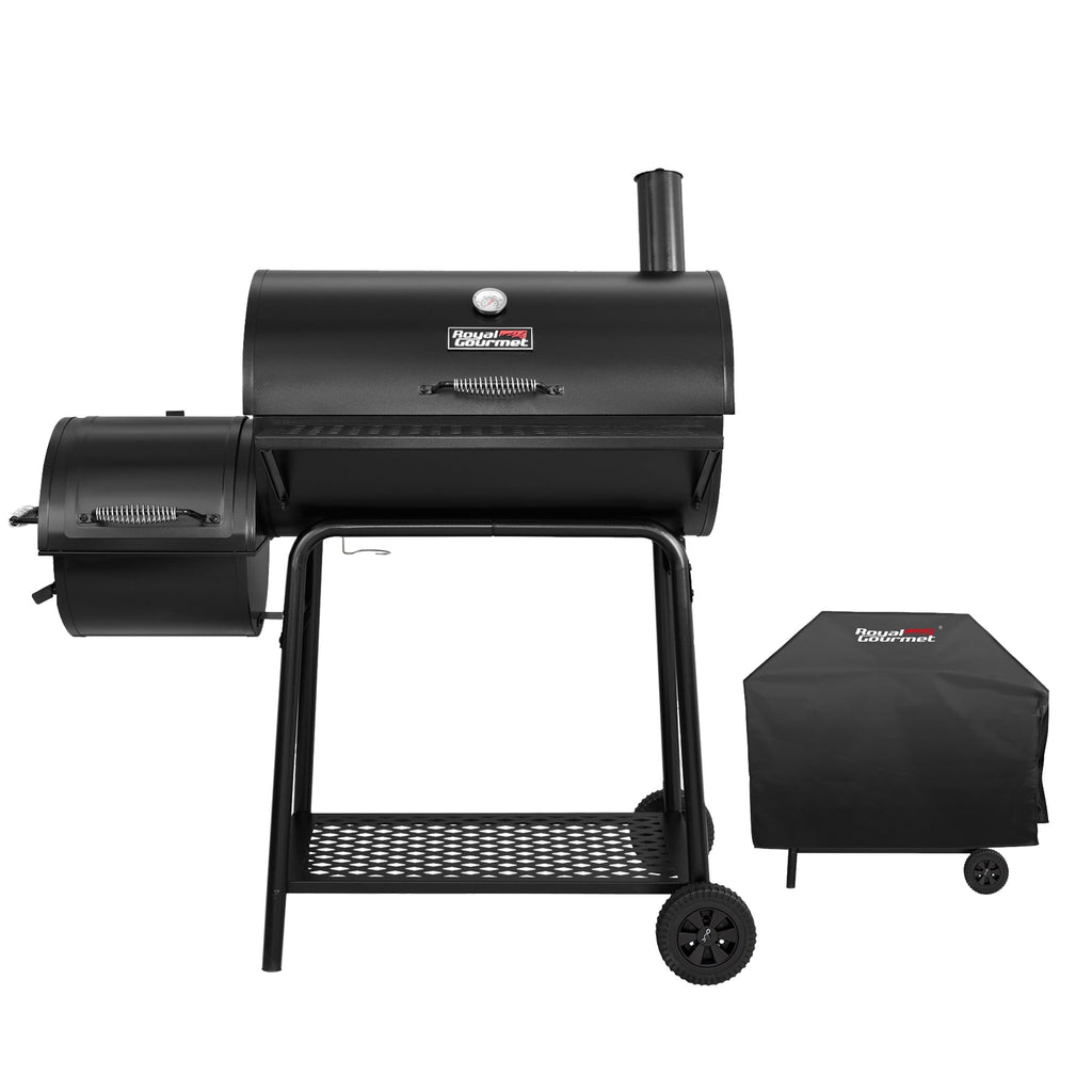 Royal Gourmet CC1830FC 28 Charcoal Grill with Offset Smoker, With Cover,855 Sq. In. Cooking Area, Front Shelf,Charcoal Grill for Outdoor Grilling and Backyard Cooking, Black