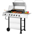 Royal Gourmet GA5401T 5-Burner BBQ Liquid Propane Gas Grill with Side Burner, Stainless Steel 60,000 BTU Barbecue Grill for Patio Garden Picnic Backyard Party, Silver