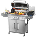 SKOK 4 Burner Gas Grill with Side Burner, 58000 BTU &393 sq.in Cooking Surface, Outdoor Propane Barbecue Grill for Patio & Backyard
