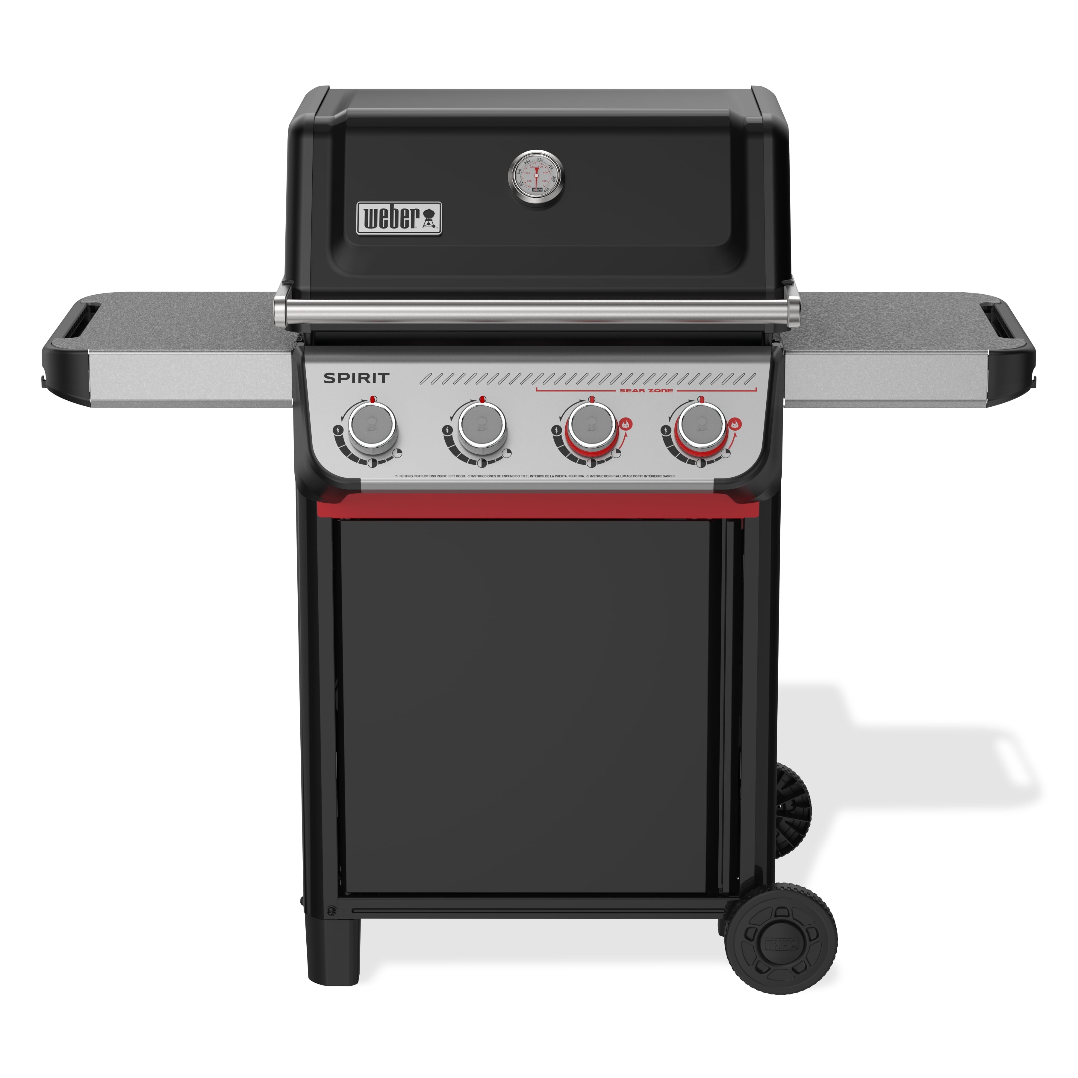 Weber Spirit Gas Grill, E-425 4 Burner Propane Gas Grill with Wheels, Black