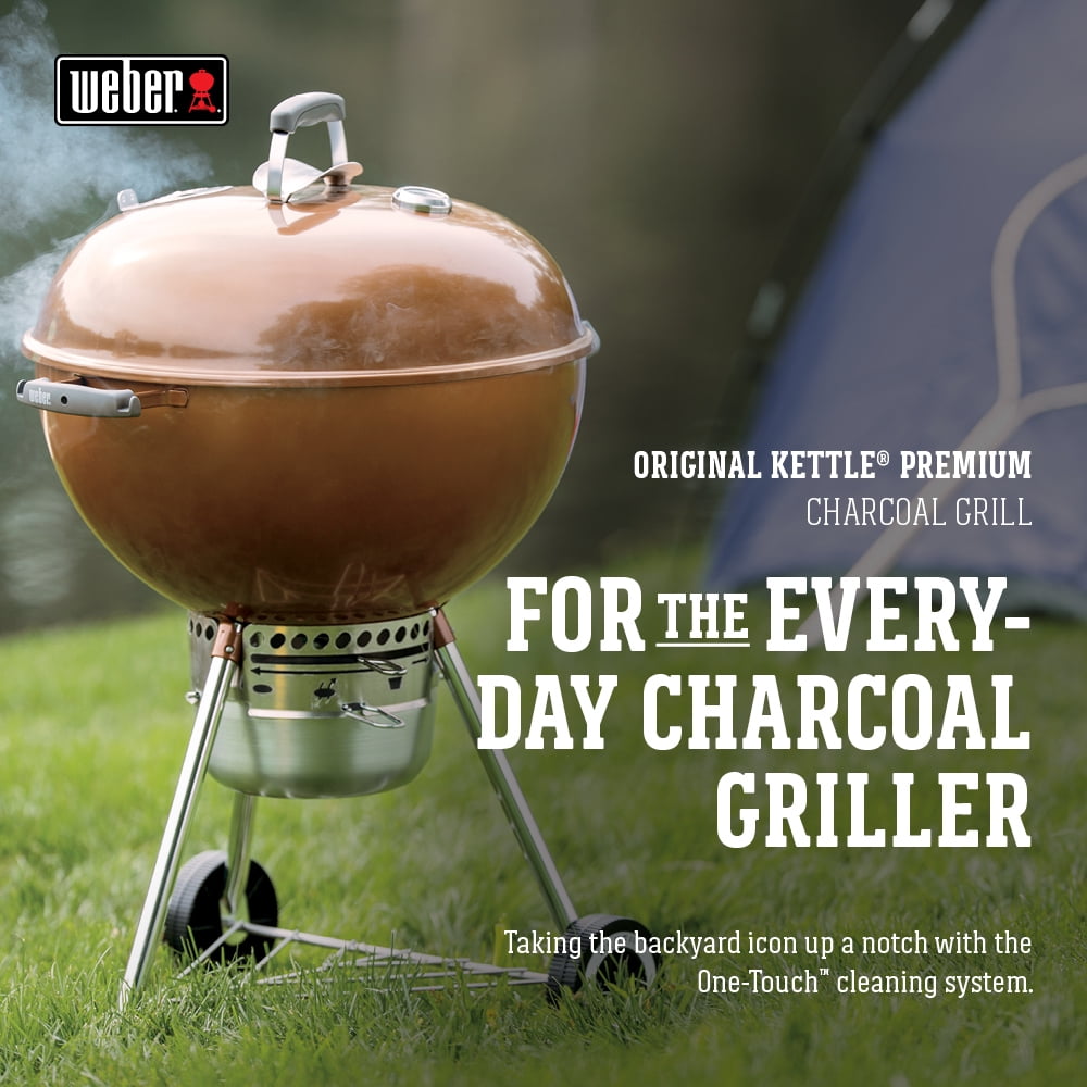 Weber Original Charcoal Grill, 22 Inch Premium Kettle Charcoal Grill, Copper
