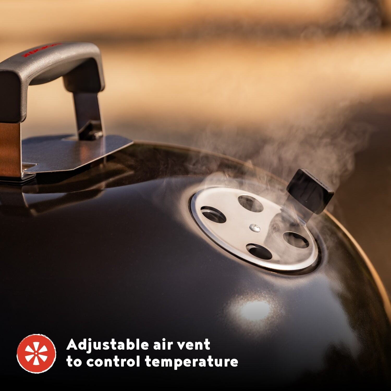 Megamaster – 22 Deluxe Charcoal Barbecue Grill with Adjustable Air Vent, Built-In Temperature Gauge, 368 SQ. In Cooking Area, Storage Rack, Portable Grill for Camping, Picnics, and More - 810-23003