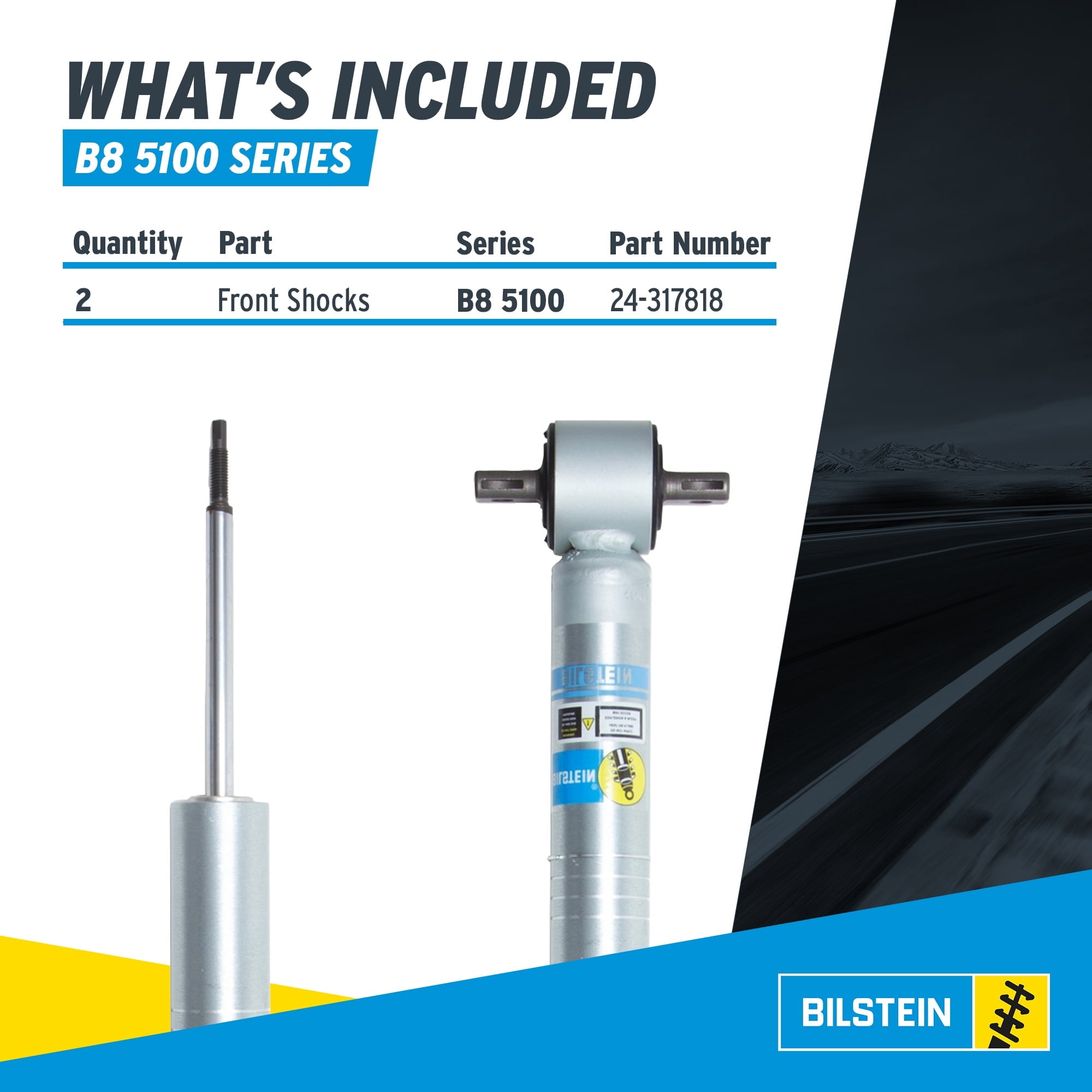Bilstein Pair of Front B8 5100 Ride Height Adjustable Series Shocks Compatible with 2007-2013 Silverado / Sierra 1500 w/o Electronic Suspension Provides 0-1.75 Front Lift