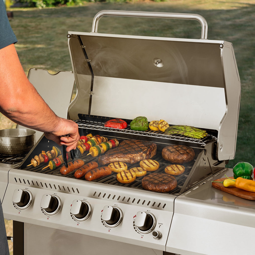 Royal Gourmet GA5401T 5-Burner BBQ Liquid Propane Gas Grill with Side Burner, Stainless Steel 60,000 BTU Barbecue Grill for Patio Garden Picnic Backyard Party, Silver
