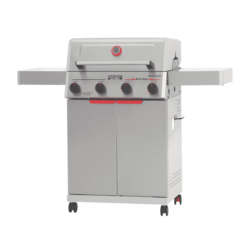 Monument Grills 4 Burner Propane Gas Grill ,Stainless Steel Outdoor Patio Barbecue Grill with Folding Shelves and Flip Rack, Mesa II 410BZ